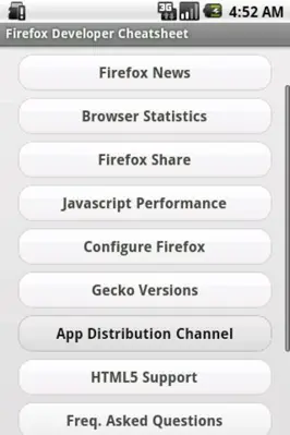 Firefox Developer Cheatsheet android App screenshot 1